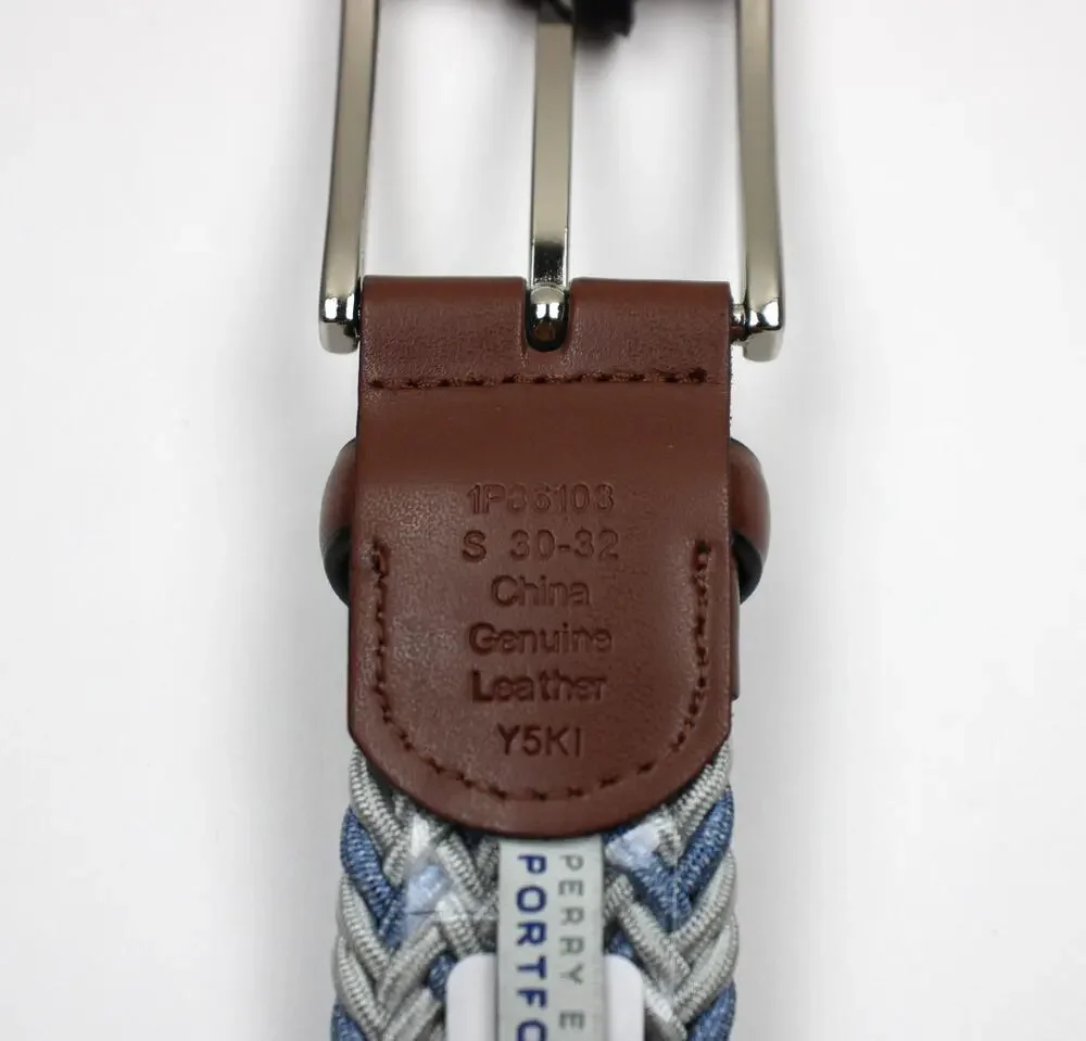 Perry Ellis Portfolio Belt Mens Size S 30-32 Blue Braided Stretch Leather New